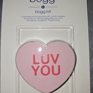 Lot Of 3 BOGG BAG Pink Heart Charm with Red Text, BFF Gr/Red, Be Mine Yel/Red